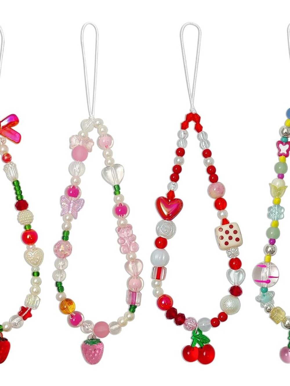 Phone Charms Cute Beaded Phone Lanyard Wrist Strap Aesthetic CellPhone Keychain
